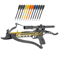KingsArchery Crossbow Self-Cocking 80 LBS with Hunting Scope, 12 Plastic Arrow