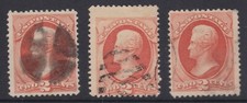 c.1870's US / USA 2c Orange Postage Andrew Jackson President Fancy x 3 REF: AJ31