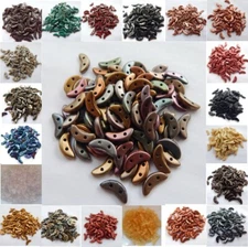 30 Beads - Crescent CzechMates 2-Hole Beads - Choose Color - Czech Glass