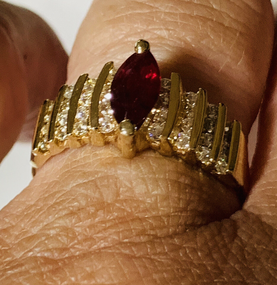 14k Ruby Diamond Ring size 8.5 Ruby .65 ct~Diamon… - image 10