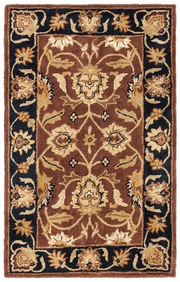 Classic Collection 2' x 3' Rust / Black CL239C Handmade Traditional Oriental ...