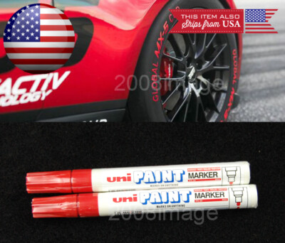 2x Red Waterproof Oil Based Pen Paint Marker For All Types Seasons Terrain Tires