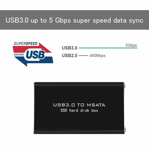 Custodia adattatore convertitore ad alta velocità 6 Gbps custodia custodia unità SSD esterna da mSATA a USB 3.0 - Foto 3 di 12