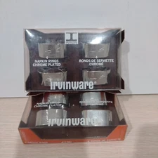 Irvinware Chrome Plated Napkin Rings Starburst Pattern 11560 2 Boxes 8 Rings USA