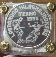 MONETA UNGHERIA MONDIALI MESSICO 500 FIORINI 1986 28 gr ARGENTO 640 PROOF