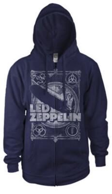 Led Zeppelin LZ1 Blue Zip Up Hoodie NEW OFFICIAL