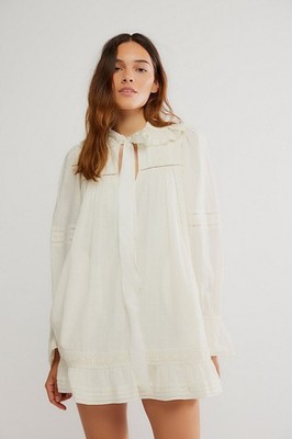 Free People 5 O'clock Tea Time Mini Dress Ivory White NWT L SELLING OUT