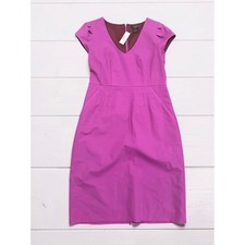 J.Crew Stretch Wool Sheath Dress Pink Fuchsia V-Neck Cap Sleeve 67443 Womens 6