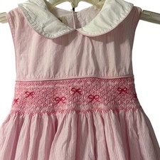 Laura Ashley Little Girls Smocked Pink Stripe Dress Sleeveless Preppy Cottage