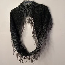 Cejon  Women's Infinity Elegant Black and Gray Fringed Scarf. Warm, Versatile