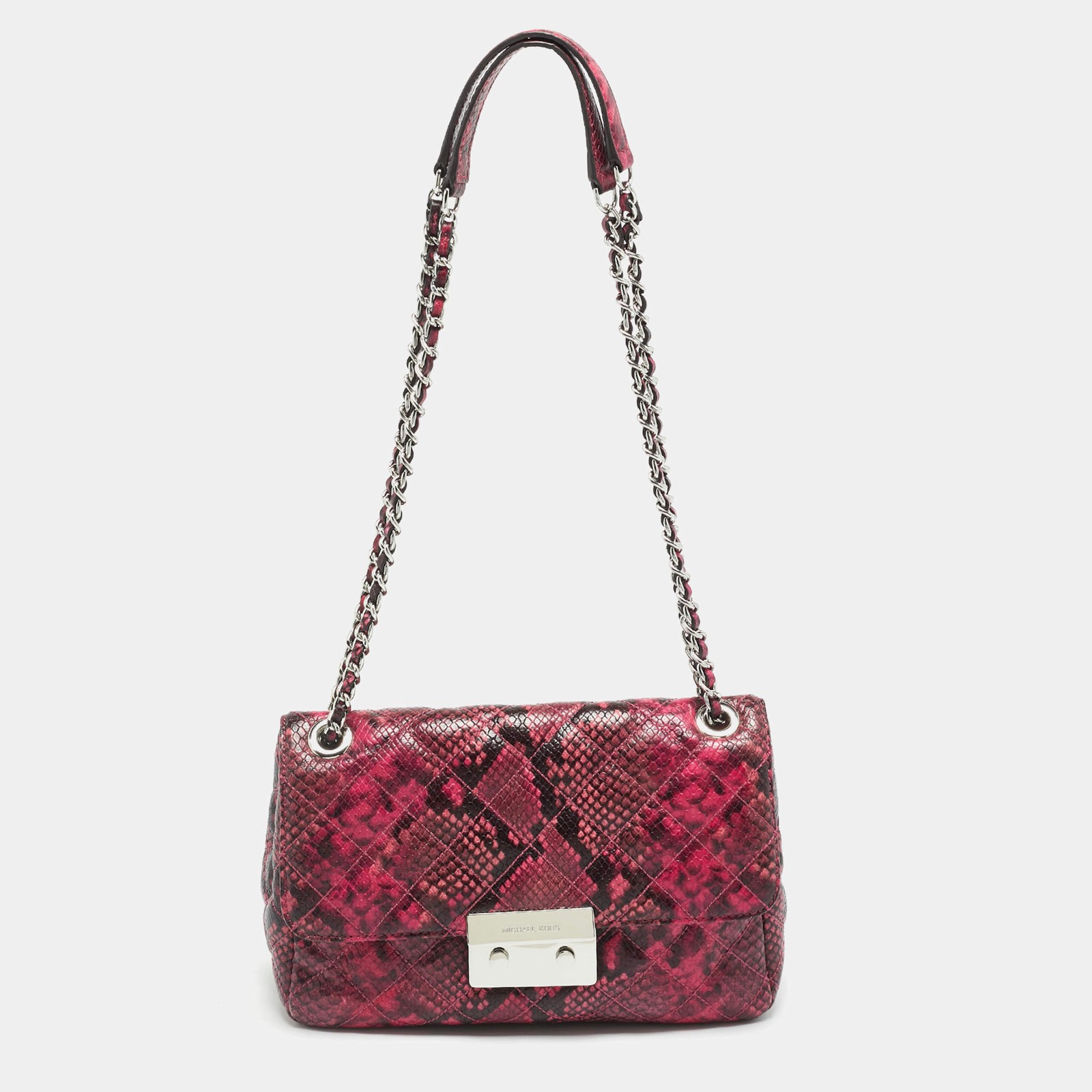 Michael Kors Tribeca PinkBlack Python Embossed Le… - image 1