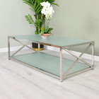 Ex Display silver and Glass designer modern Coffee Table Clear also available