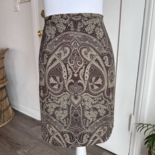 Vintage 90s Old Navy Brown  Tan Paisley Print Midi/Mini Skirt- Size 12