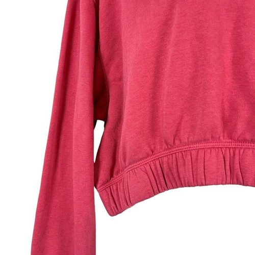 Nike Sportswear Pink Fleece Swoosh Logo Spell Out Sweatshirt Cropped sz S - Picture 6 of 16