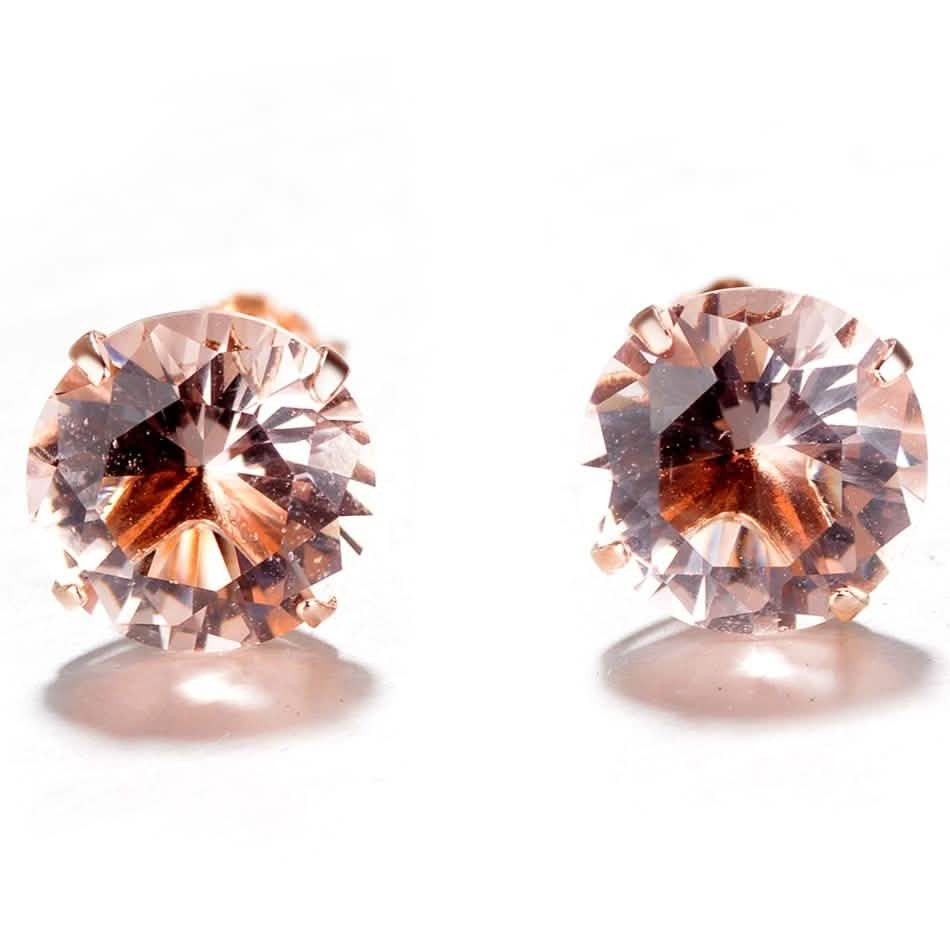 18K Rose Over Sterling Silver Genuine Morganite Stud Earrings