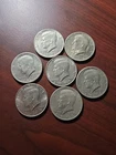 Vintage Lot of 7 Kennedy Half Dollar, U.S.A. Silver Toned Coins