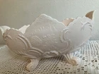 Jeanette Fruit Bowl Lombardi  1950s Shell Pink Milk Glass Scroll Foot Vintage