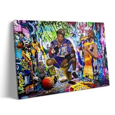 Kobe Bryant Canvas Wall Art Decor - Graffiti-Inspired Basketball Tribute Feat...
