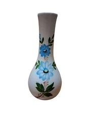 FTD Sado Portugal Hand Painted Blue Floral Vase 1979 Vintage