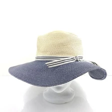 Tilley Natural / Blue TOYO Summer Hat With Hidden Pocket Fedora Hat Size S