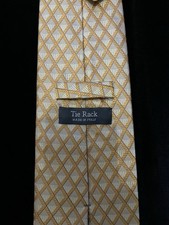 Tie Rack Gold Geometric Mens 100% Silk Neck Tie Made In Italy