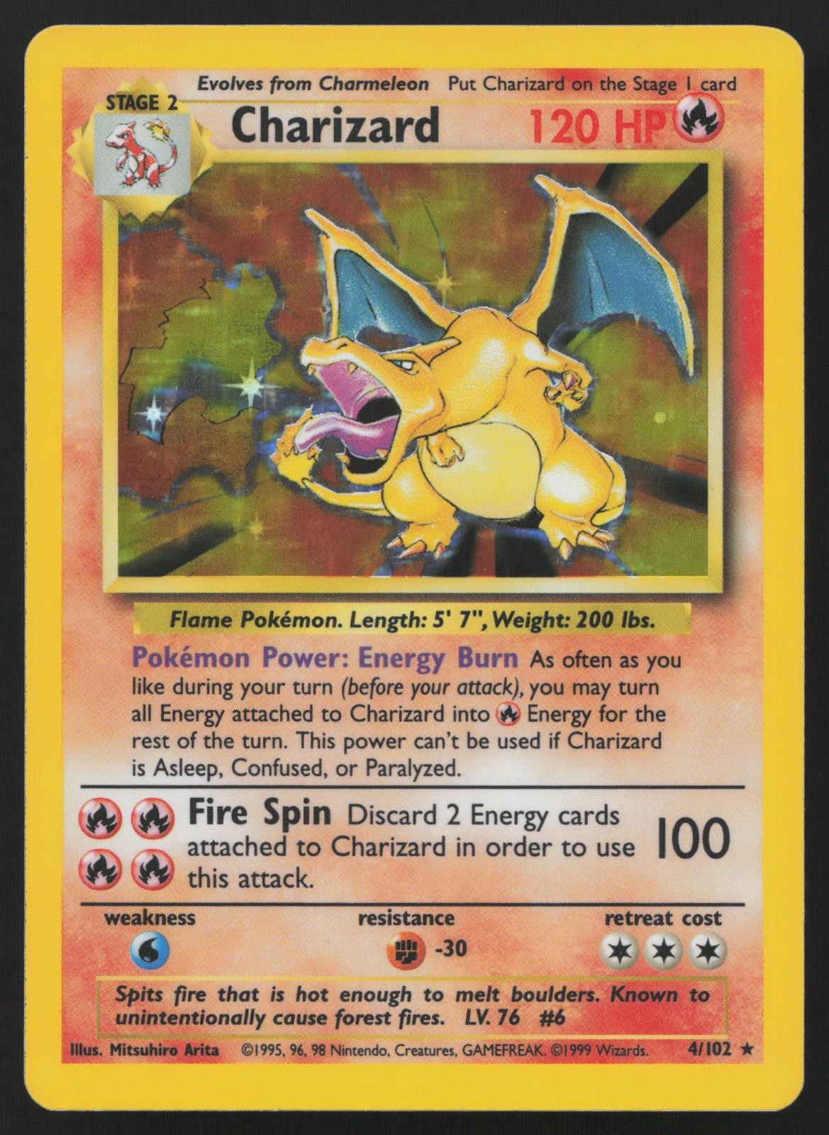 Charizard 4/102 Holo Rare 1999 Base Set Unlimited Pokemon English LP