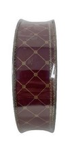 1.5" X 50 Yards Premium Wired Edge Holiday Ribbon Red w/Gold Diamond - Mega Roll