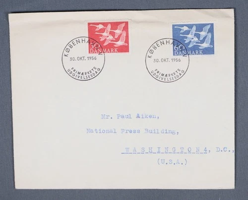 MayfairStamps Denmark FDC 1956 Bird Dual Copenhagen First Day Cover aaw_34557