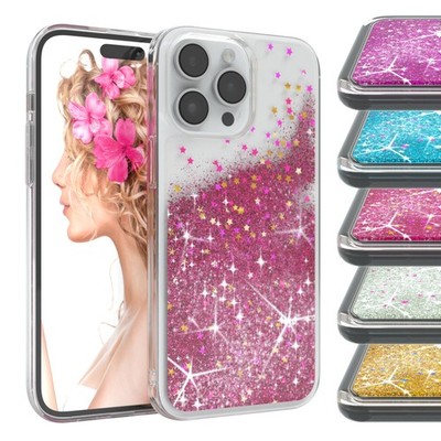 EAZY CASE für Apple iPhone 14 Pro Max Glitzer Hülle Flüssig Silikon Handyhülle