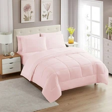 Sweet Home Collection King 7-Piece Comforter Set Pale Pink