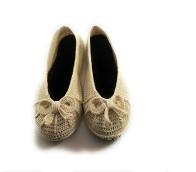 Handmade beige home shoes, home slippers