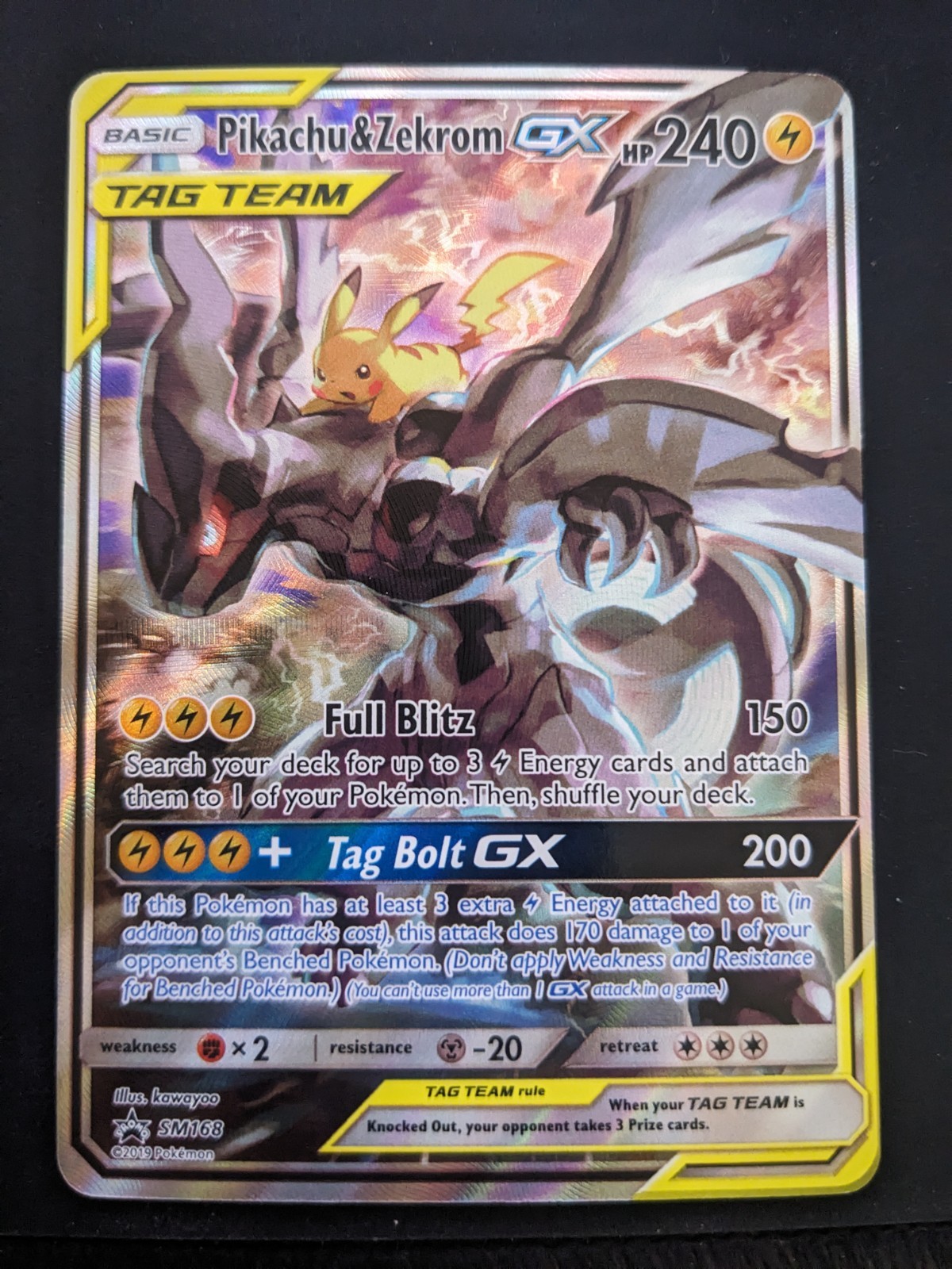 Pikachu & Zekrom GX SM168 Sm Holo Mint