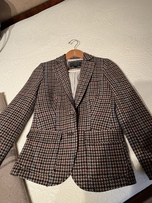 J. Crew Regent Blazer Glen Plaid Wool Houndstooth Gold Buttons Classic Preppy 00