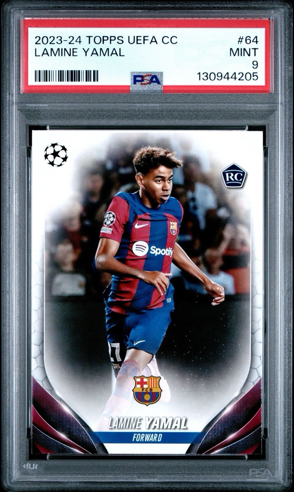 2023-24 TOPPS UEFA CLUB COMPETITIONS 64 LAMINE YAMAL PSA 9 Rookie RC