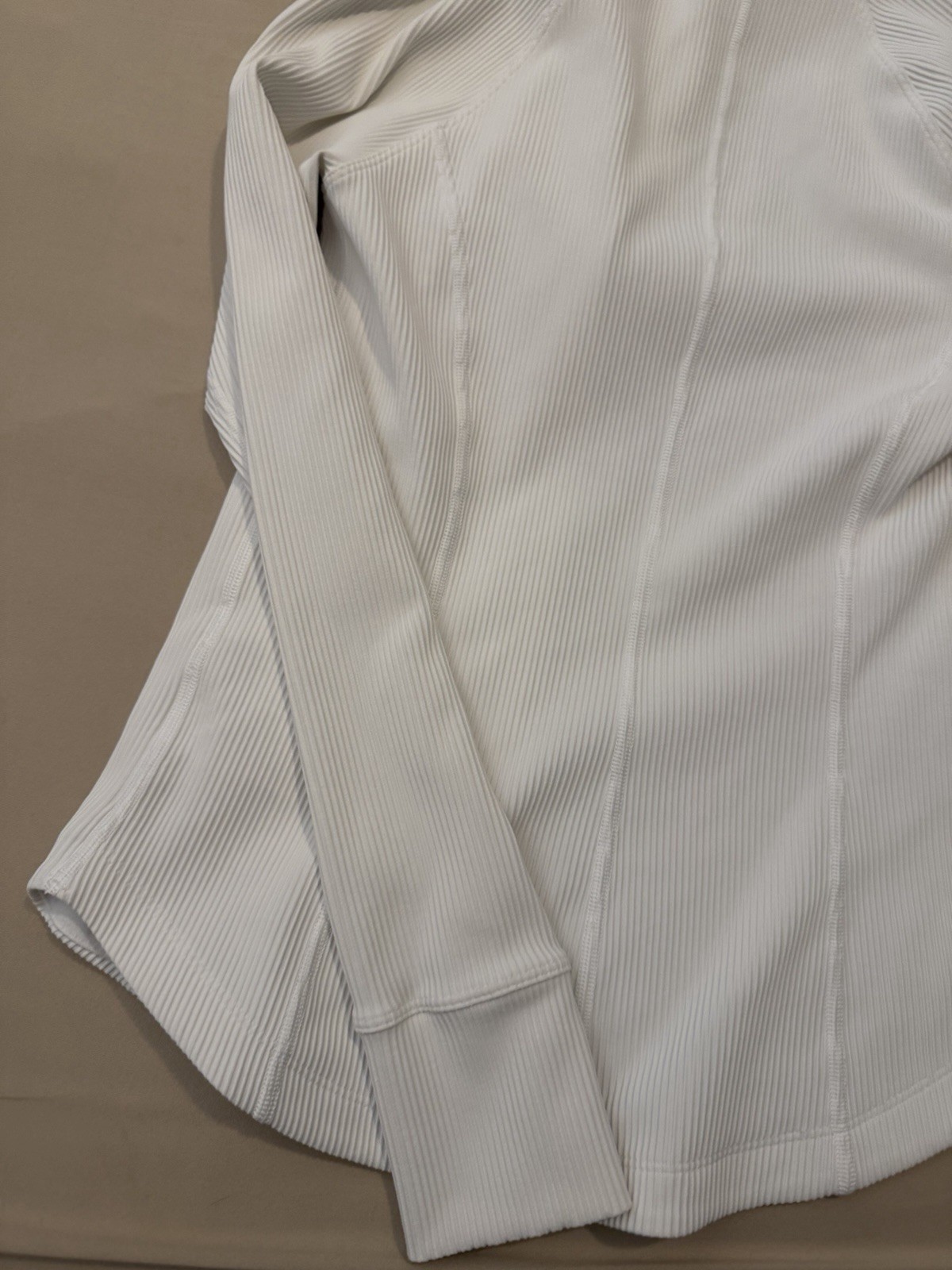 Athleta White Ribbed Zip Jacket Active Thumbholes… - image 13