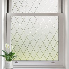 Static Cling Privacy Window Film, Elegant Lattice Pattern Frosted Glass Windo...