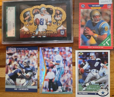 #ad 15 Troy Aikman Graded 8.5 89 Rookie Inserts And More $59.99