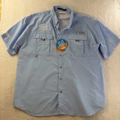 NWT Columbia PFG Bahama II Shirt Mens Large Blue Omni Shade Fishing Vent