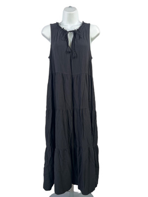 Max Studio Women's Black Sleeveless Tiered Midi Dress - M