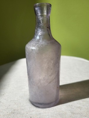 ca. 1870 Sanford Master Ink Charger Mold Blown Amethyst Glass Bottle Applied Lip