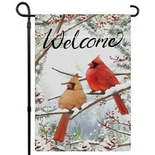Winter Garden Flag 12x18 Inch Double Sided inches, Birds