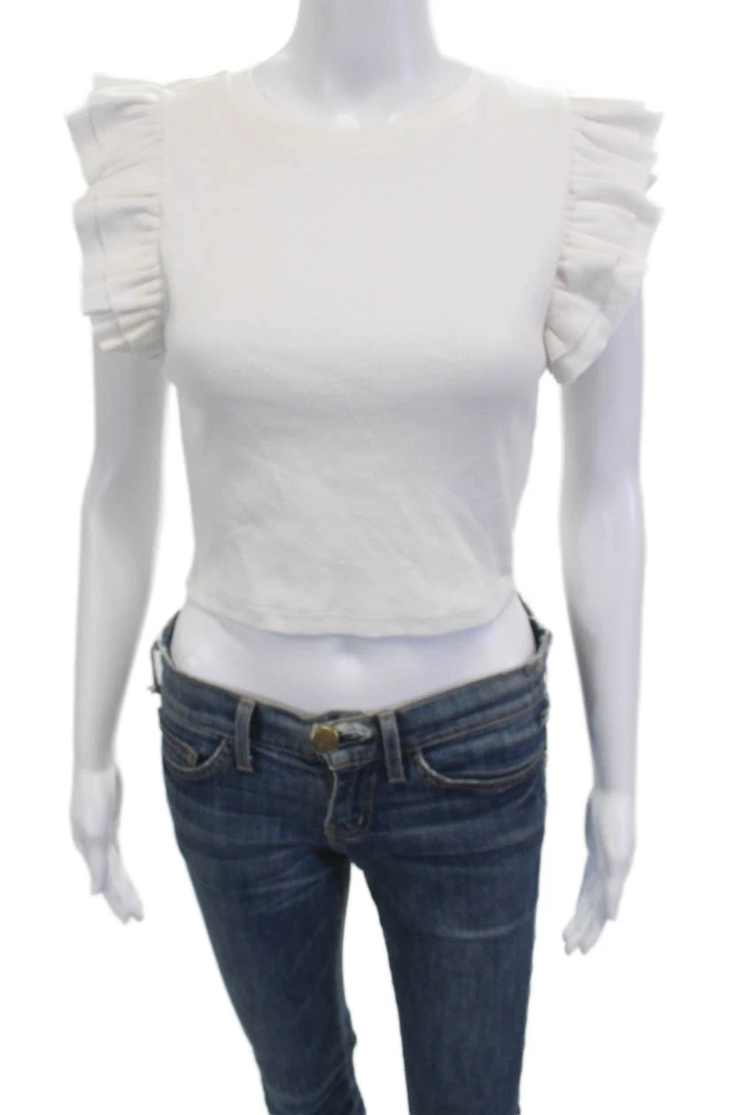 Zara Women Cropped White Crew Neck Short Sleeve T-Shirt Size M
Opens in a new window or tab