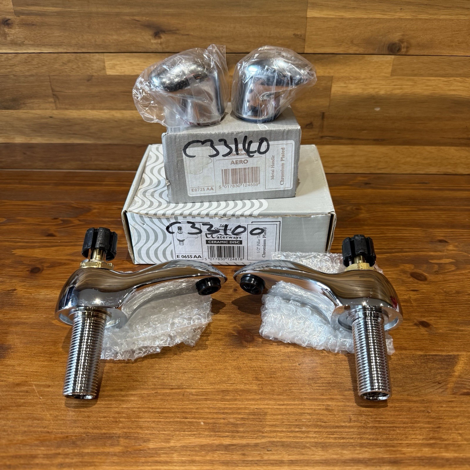 Ideal Standard Waterways Basin Pillar Taps E6850AA Aero Handles E0725AA Boxed