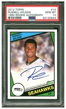 2012 Topps Russell Wilson Rookie Autograph #14 RC /100 PSA 10 POP 5 Seahawks