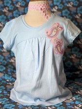 Vintage Baby Go Retro Size 3T Pink Paisley Girls Baby Blue Classic Shirt New