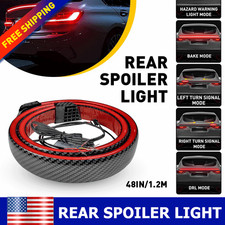 Led Car Tail Light Brake Strip Rear Lip Spoiler Trim Fiber Carbon Bright Durable
