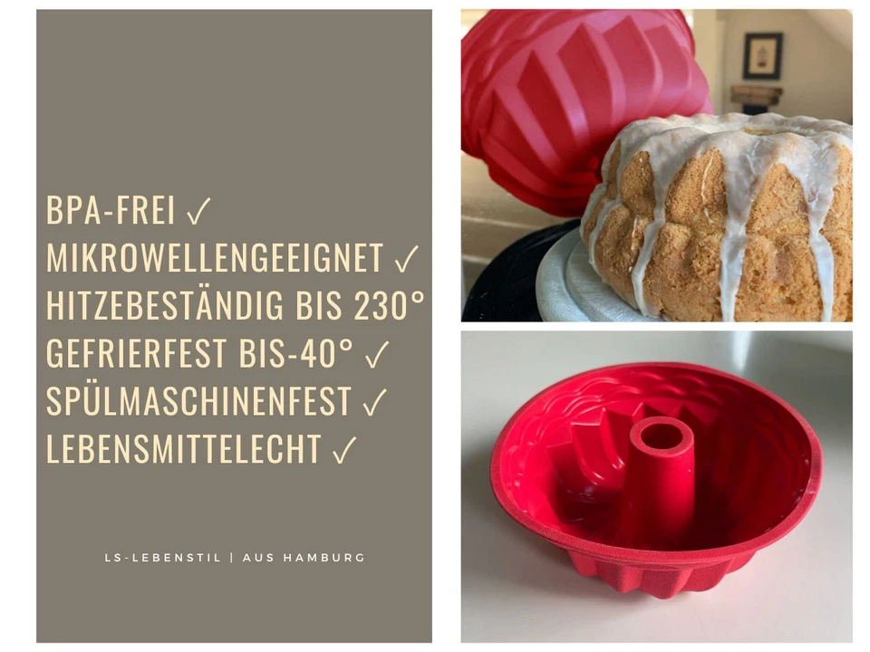 Platinum Silikon Gugelhupf Bundform Backform Kuchenform Napfkuchen Gugelhupfform - Bild 4 von 4