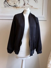 Topshop UK 8 Black Zip Up Bomber Polyester