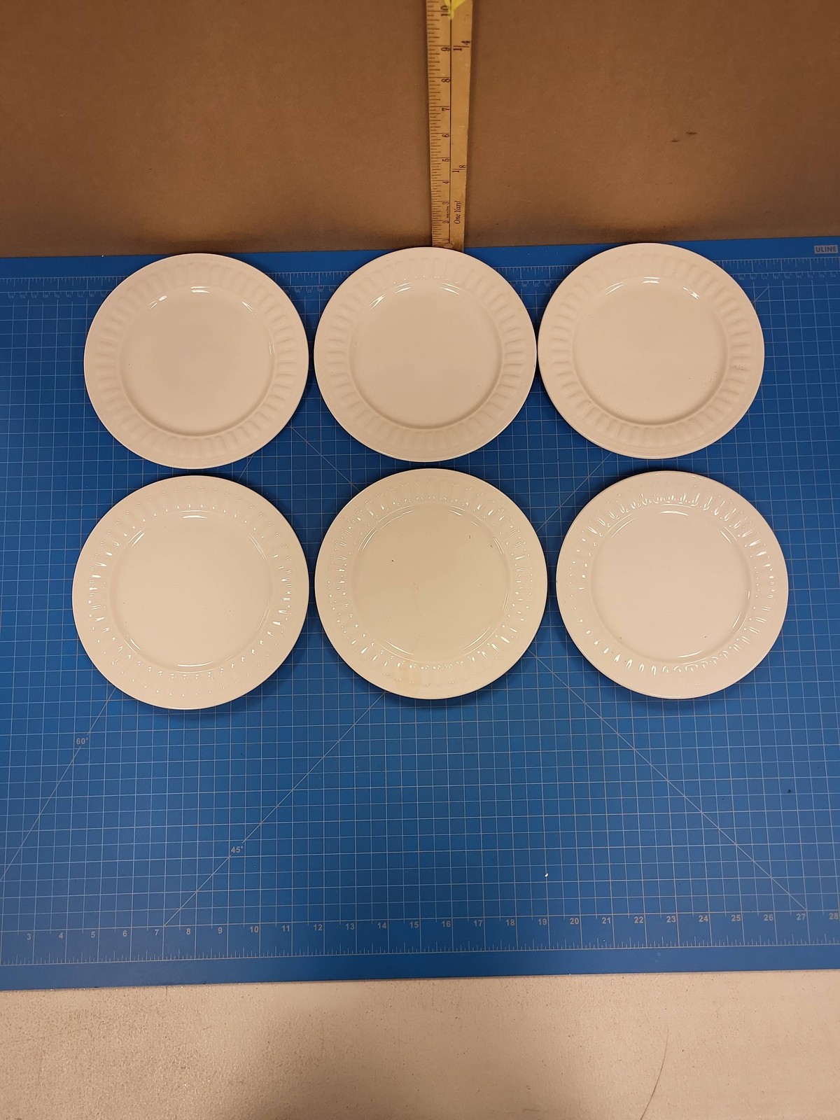 Of 6 Dinnerware White 8" Diameter