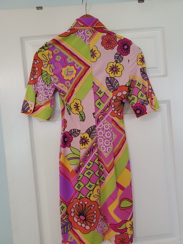 Marciano NOT GUESS Short 100% Silk Dress Mod Y2K XS XSmall Colorful Hippy Boho - Picture 8 of 10